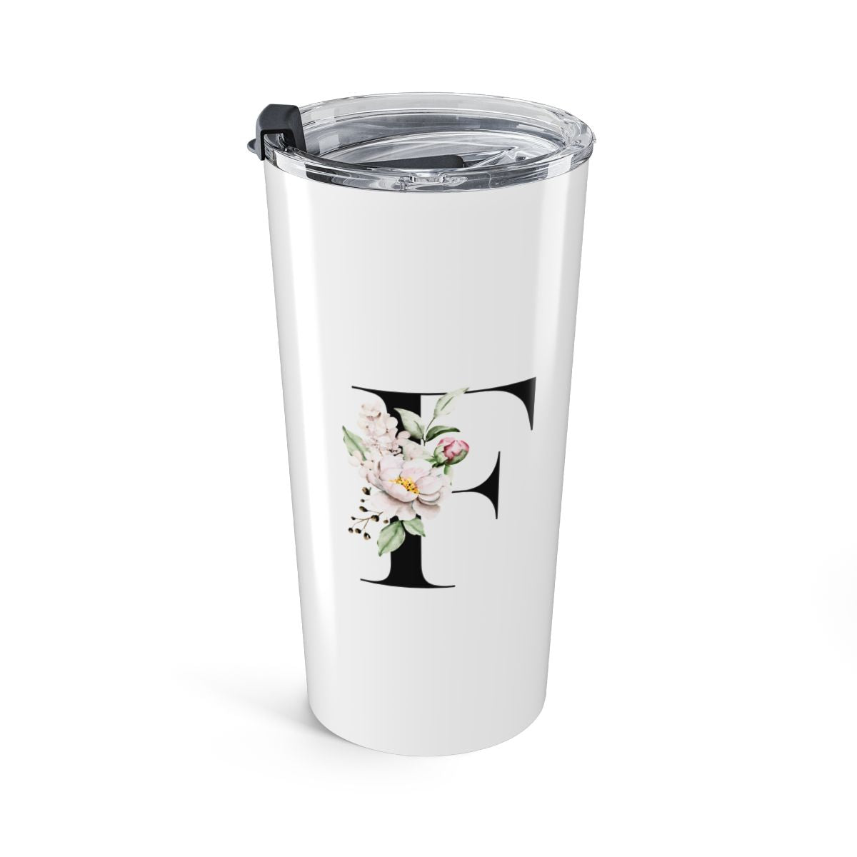 Elegant Letter "A-Z" Floral Monogram Tumbler 20oz