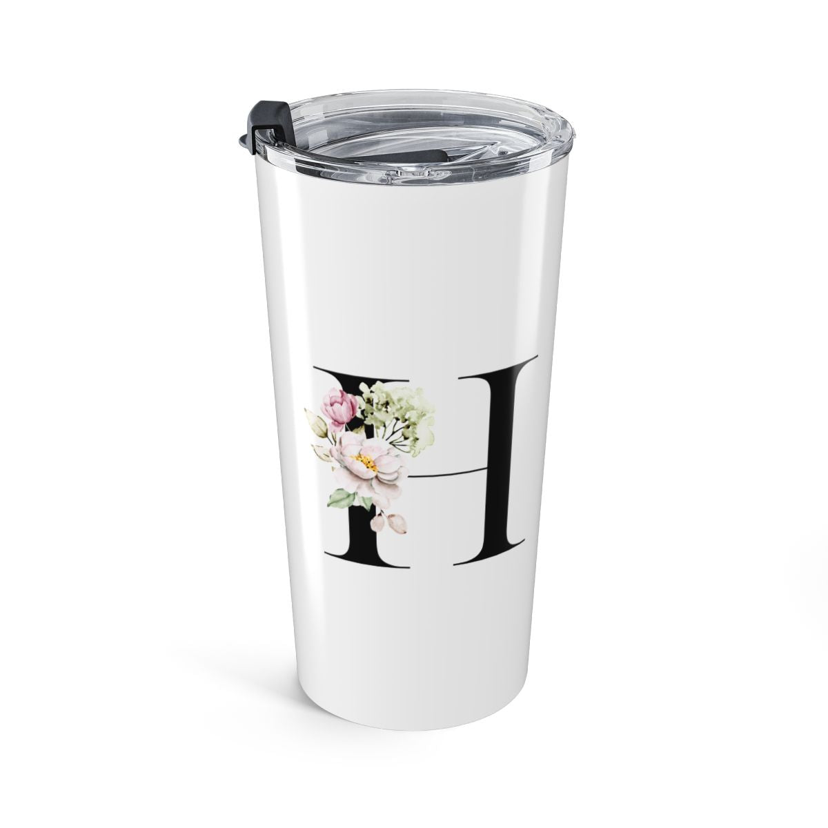 Elegant Letter "A-Z" Floral Monogram Tumbler 20oz