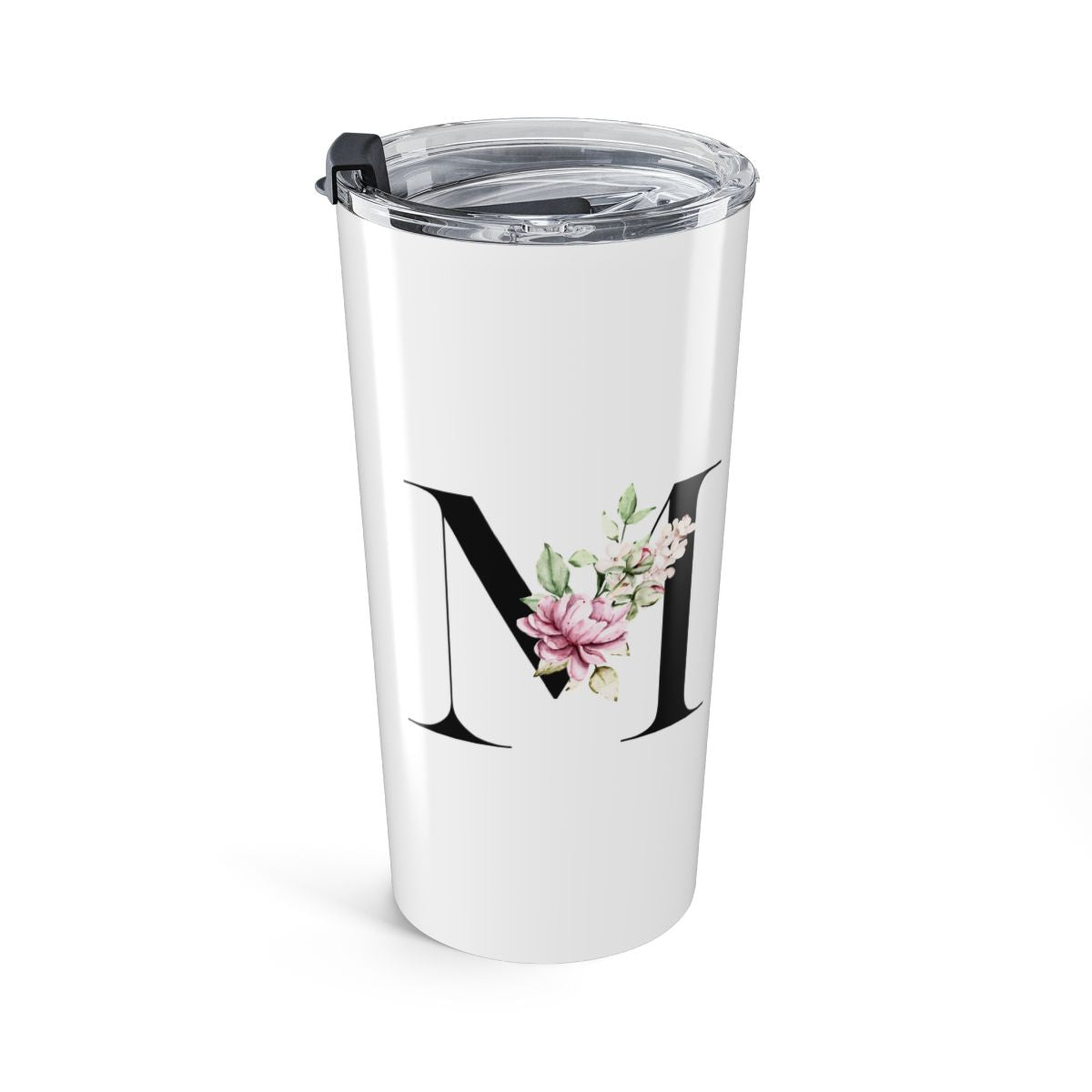 Elegant Letter "A-Z" Floral Monogram Tumbler 20oz