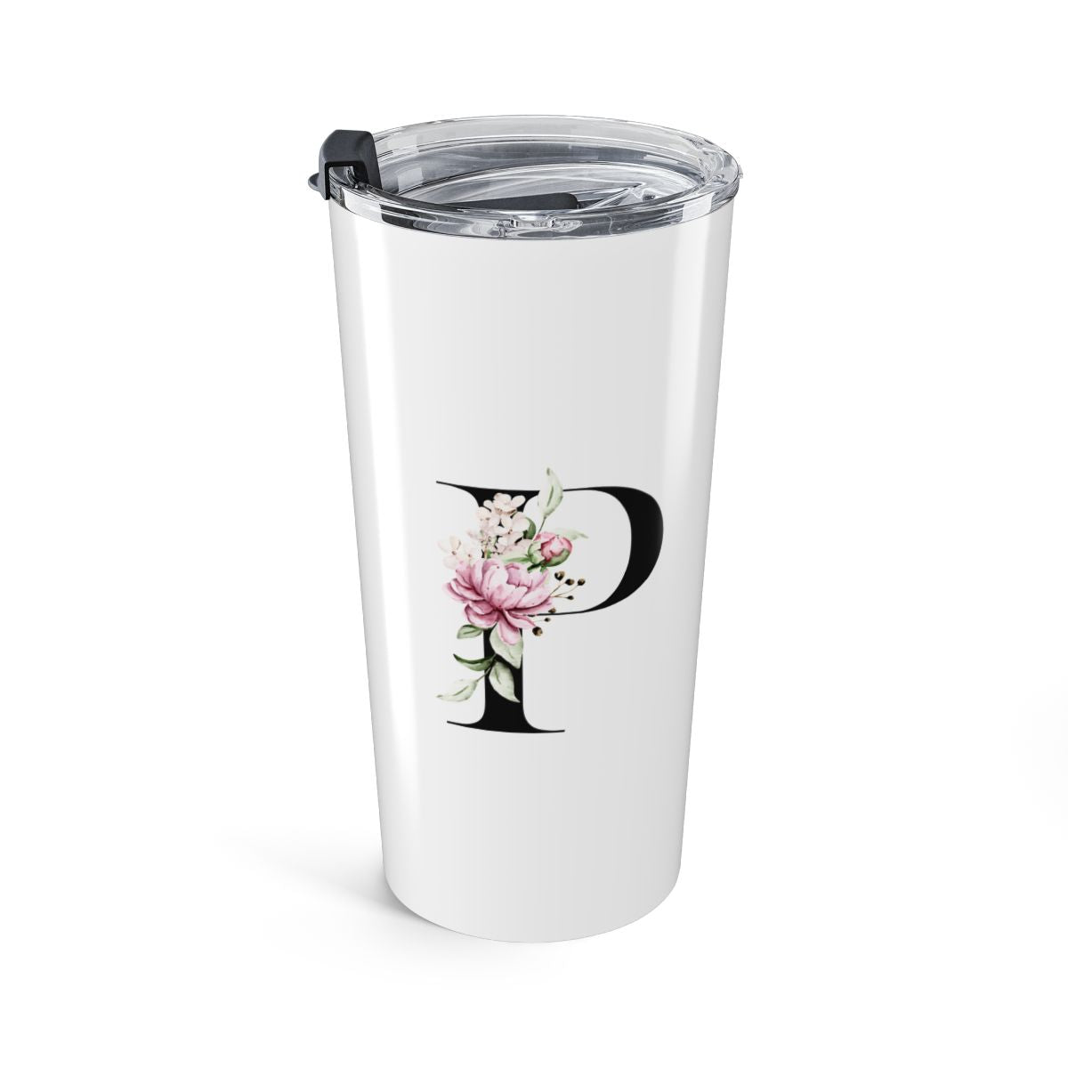 Elegant Letter "A-Z" Floral Monogram Tumbler 20oz
