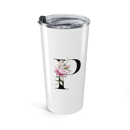 Elegant Letter "A-Z" Floral Monogram Tumbler 20oz