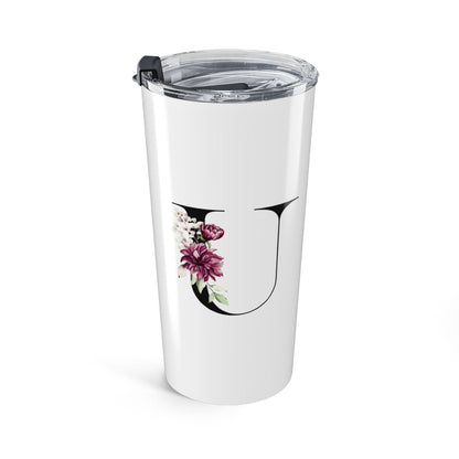 Elegant Letter "A-Z" Floral Monogram Tumbler 20oz