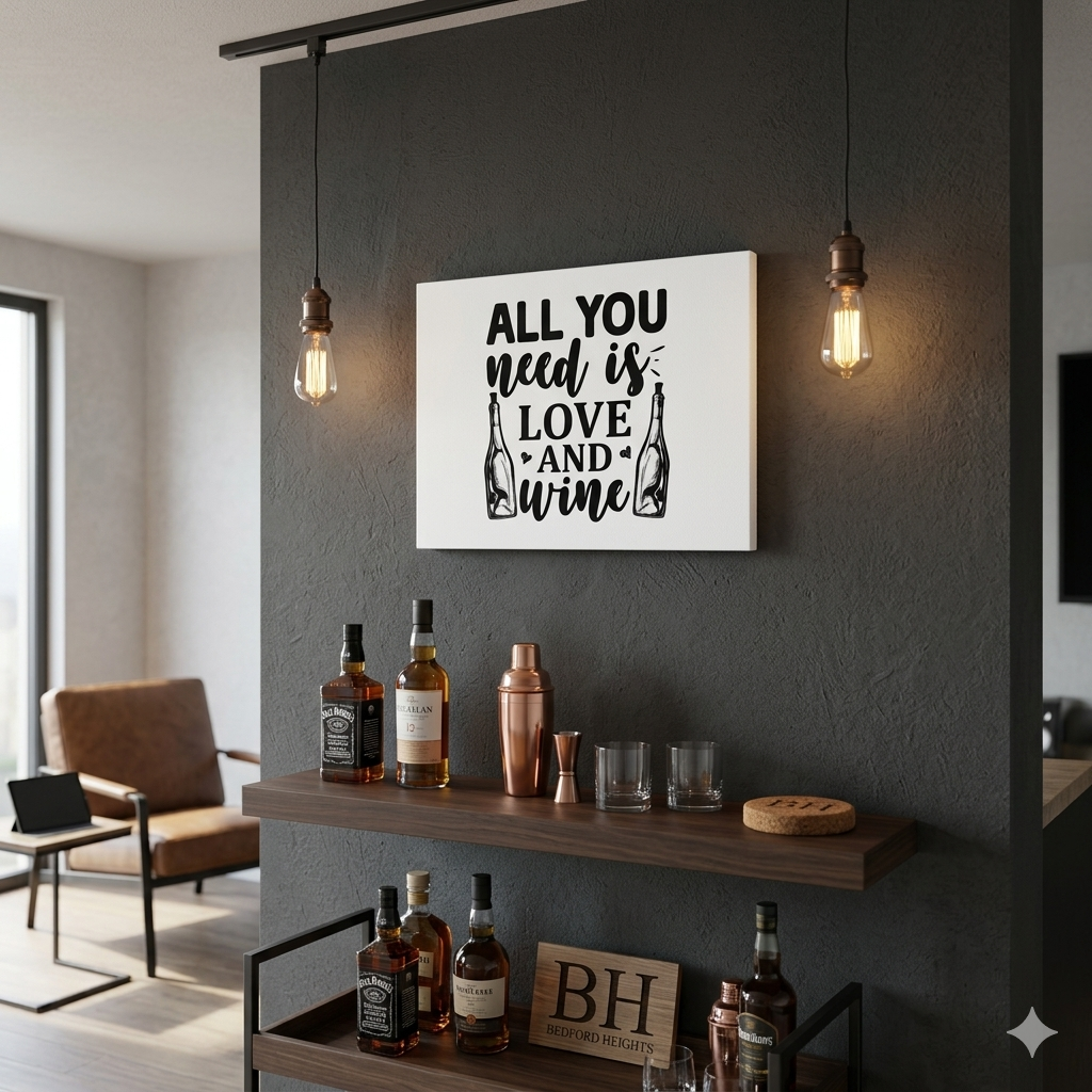 All You Need Is Love and Wine Canvas Wall Art