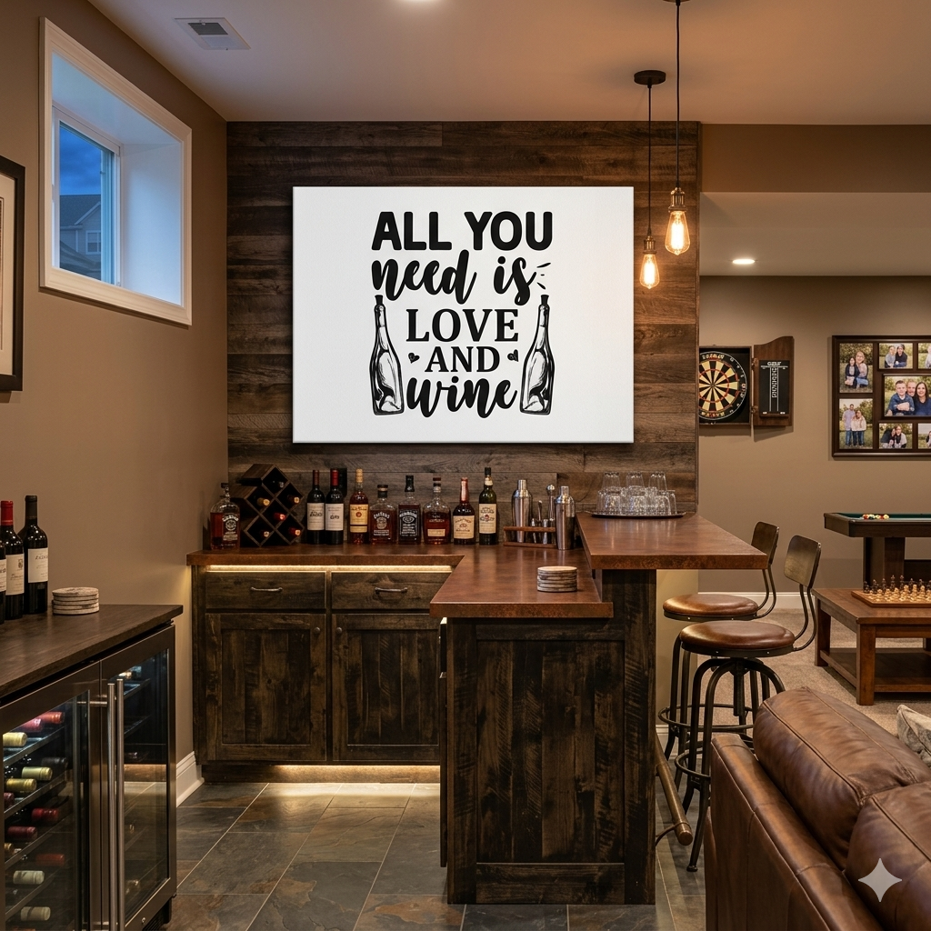 All You Need Is Love and Wine Canvas Wall Art