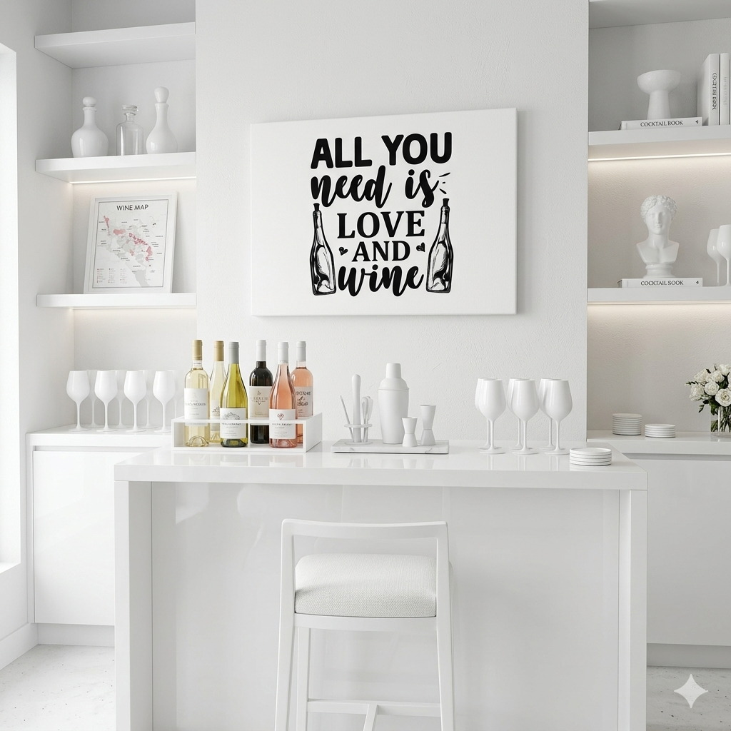 All You Need Is Love and Wine Canvas Wall Art