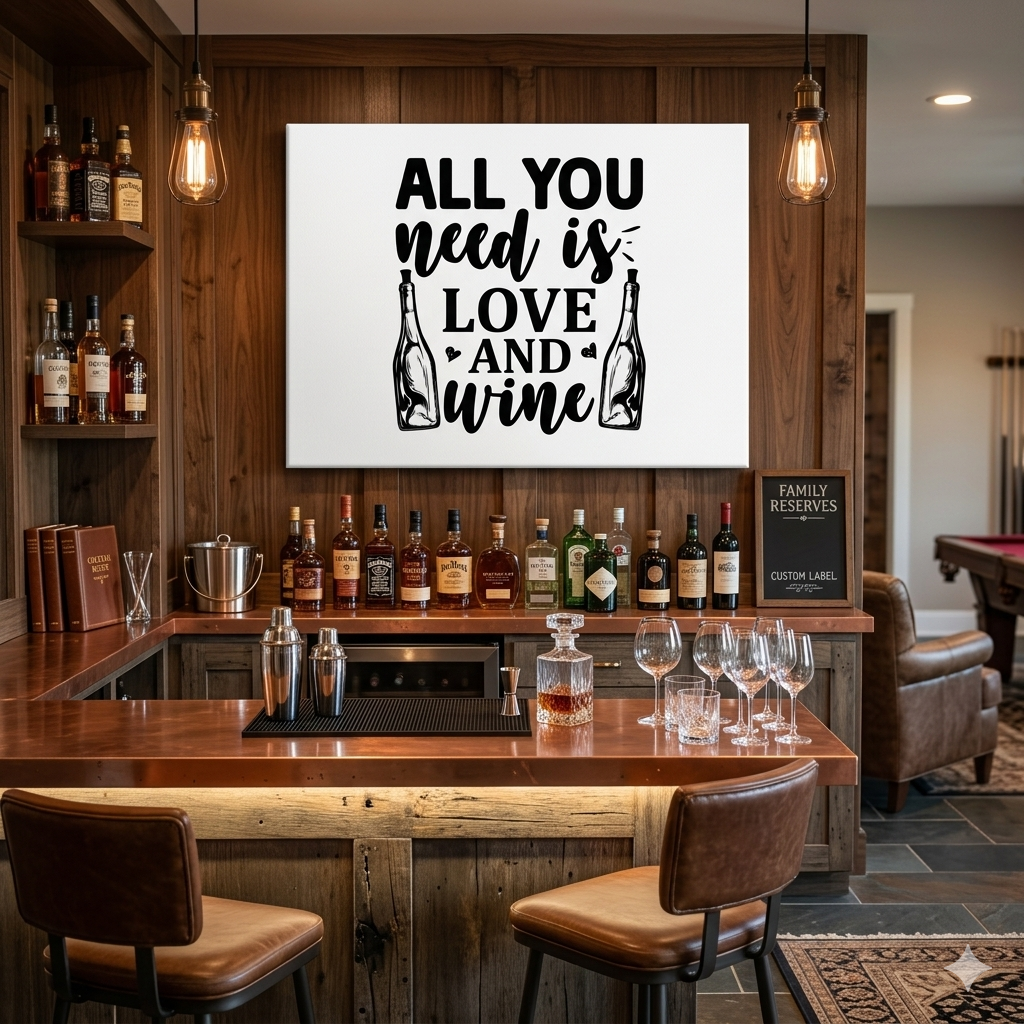 All You Need Is Love and Wine Canvas Wall Art