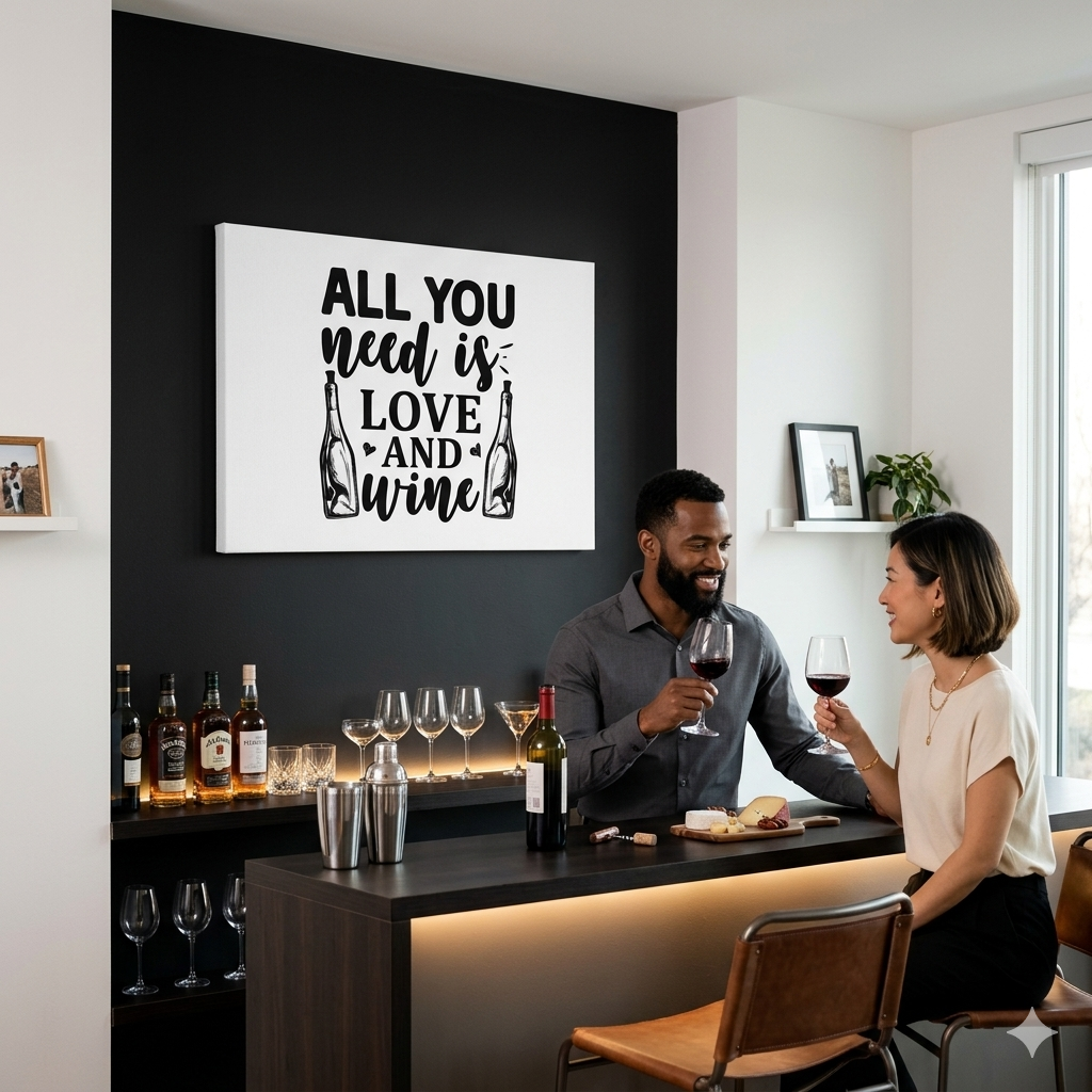 All You Need Is Love and Wine Canvas Wall Art