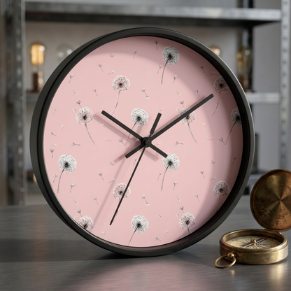 Dandelion Pink Wall Clock
