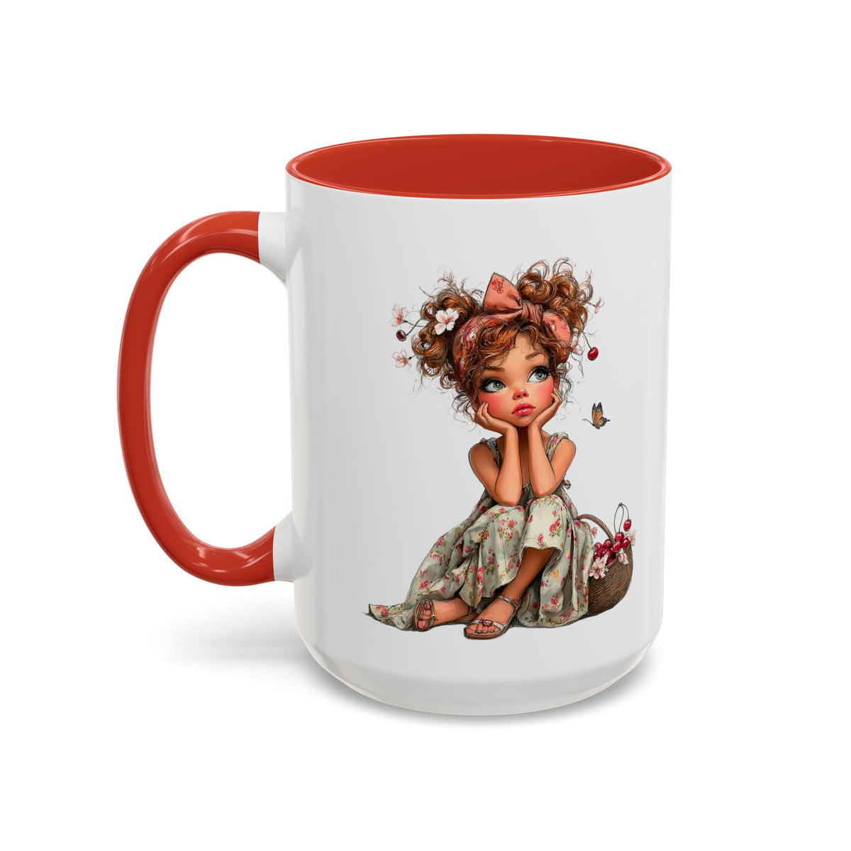 Cute Girl Floral Child Art Accent Mug