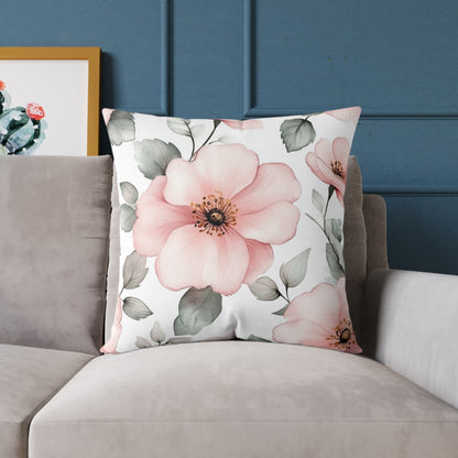Floral Blush Decorative Flower Square Pillow