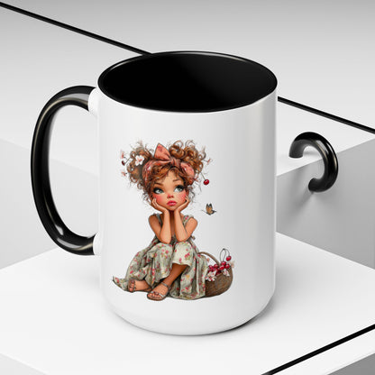 Cute Girl Floral Child Art Accent Mug