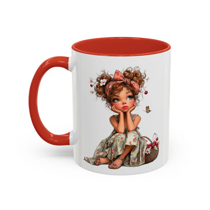 Cute Girl Floral Child Art Accent Mug