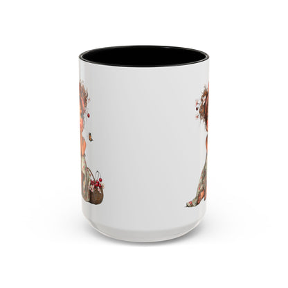 Cute Girl Floral Child Art Accent Mug