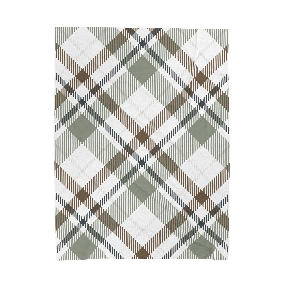 Cozy Green & Brown Plaid Velveteen Throw Blanket
