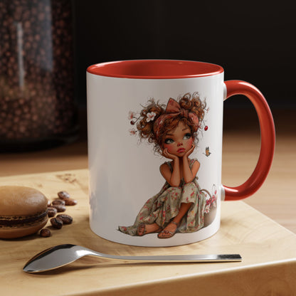 Cute Girl Floral Child Art Accent Mug