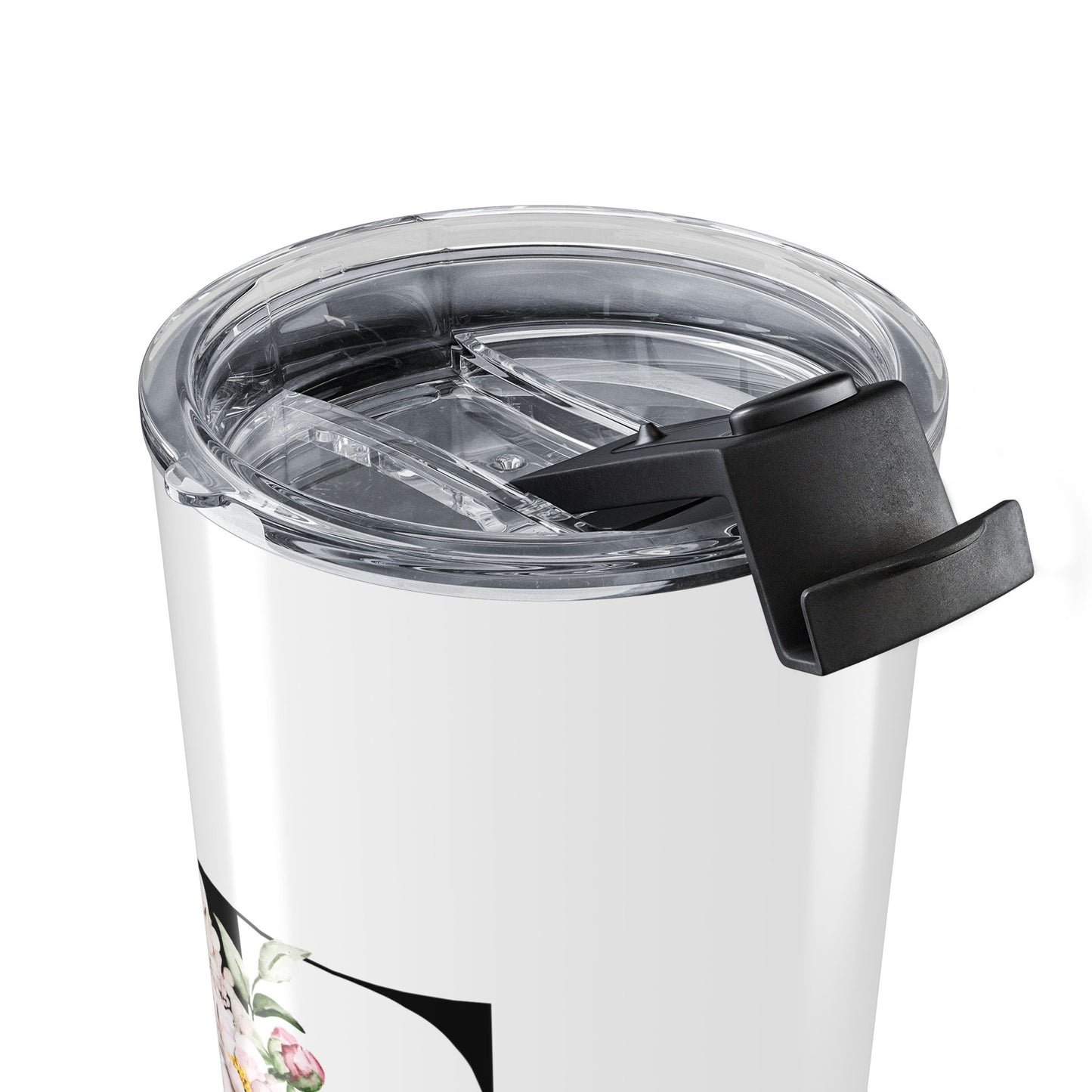 Elegant Letter "F" Floral Monogram Tumbler 20oz