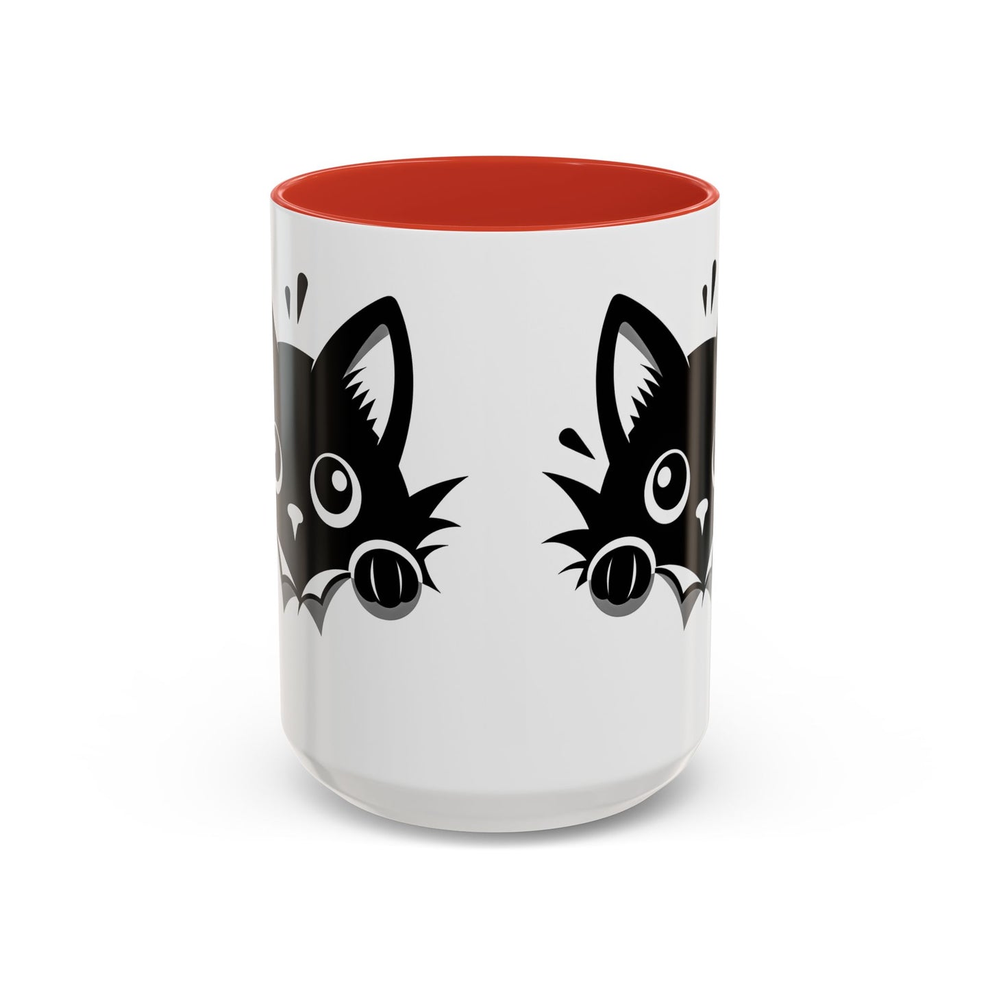 Peek-A-Boo Black Cat Accent Coffee Mug (11, 15oz)