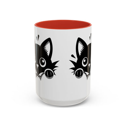 Peek-A-Boo Black Cat Accent Coffee Mug (11, 15oz)