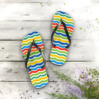 Rainbow Wave Flip Flops