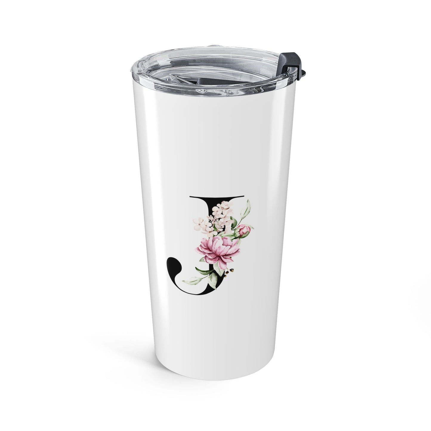Elegant Letter "J" Floral Monogram Tumbler 20oz