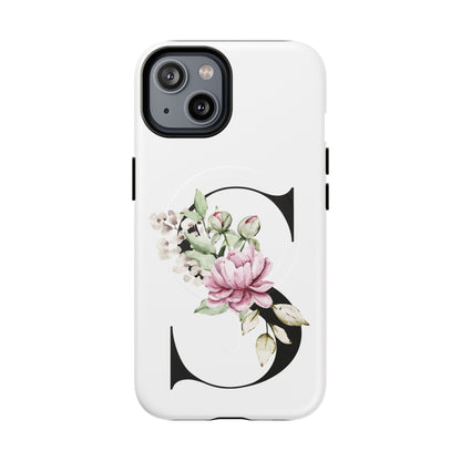 Floral Monogram 'S' Tough  Protective Magnetic Phone Case