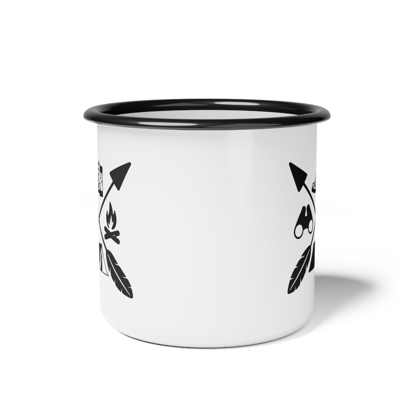 Campfire & Hiking Graphic Icons Enamel Mug