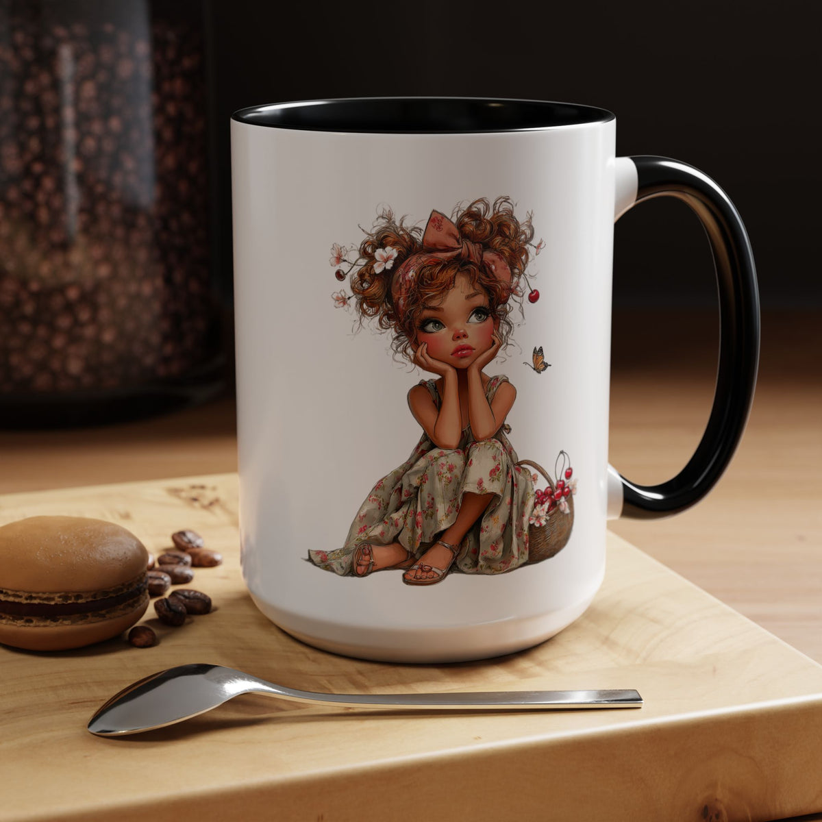 Cute Girl Floral Child Art Accent Mug