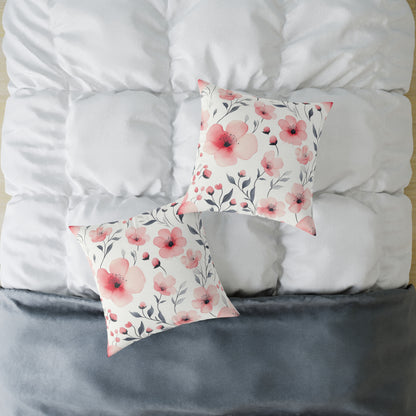 Floral Blossom Square Watercolor Throw Pillow