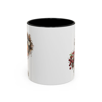 Cute Curly Girl with Berries Accent Mug