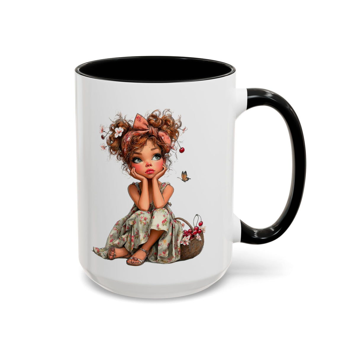 Cute Girl Floral Child Art Accent Mug