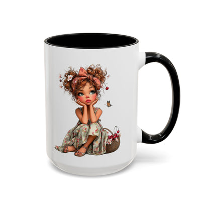 Cute Girl Floral Child Art Accent Mug