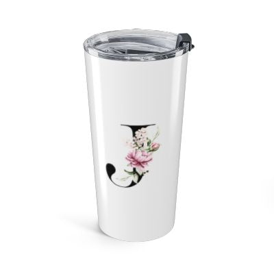 Elegant Letter "A-Z" Floral Monogram Tumbler 20oz