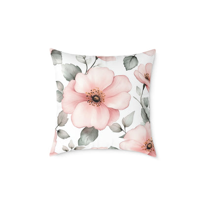 Floral Blush Decorative Flower Square Pillow
