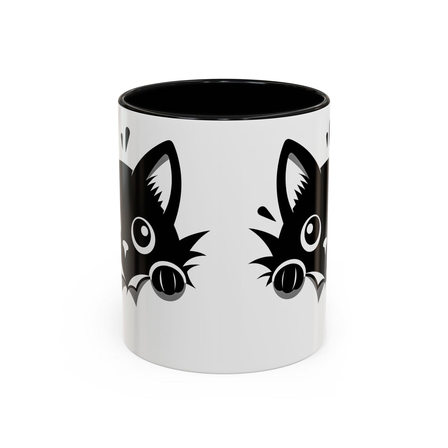 Peek-A-Boo Black Cat Accent Coffee Mug (11, 15oz)