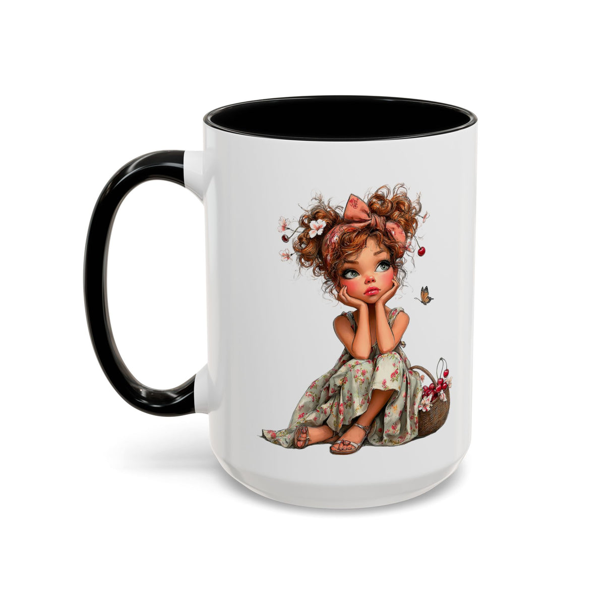 Cute Girl Floral Child Art Accent Mug