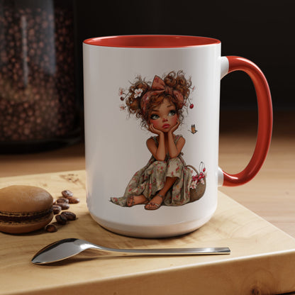 Cute Girl Floral Child Art Accent Mug