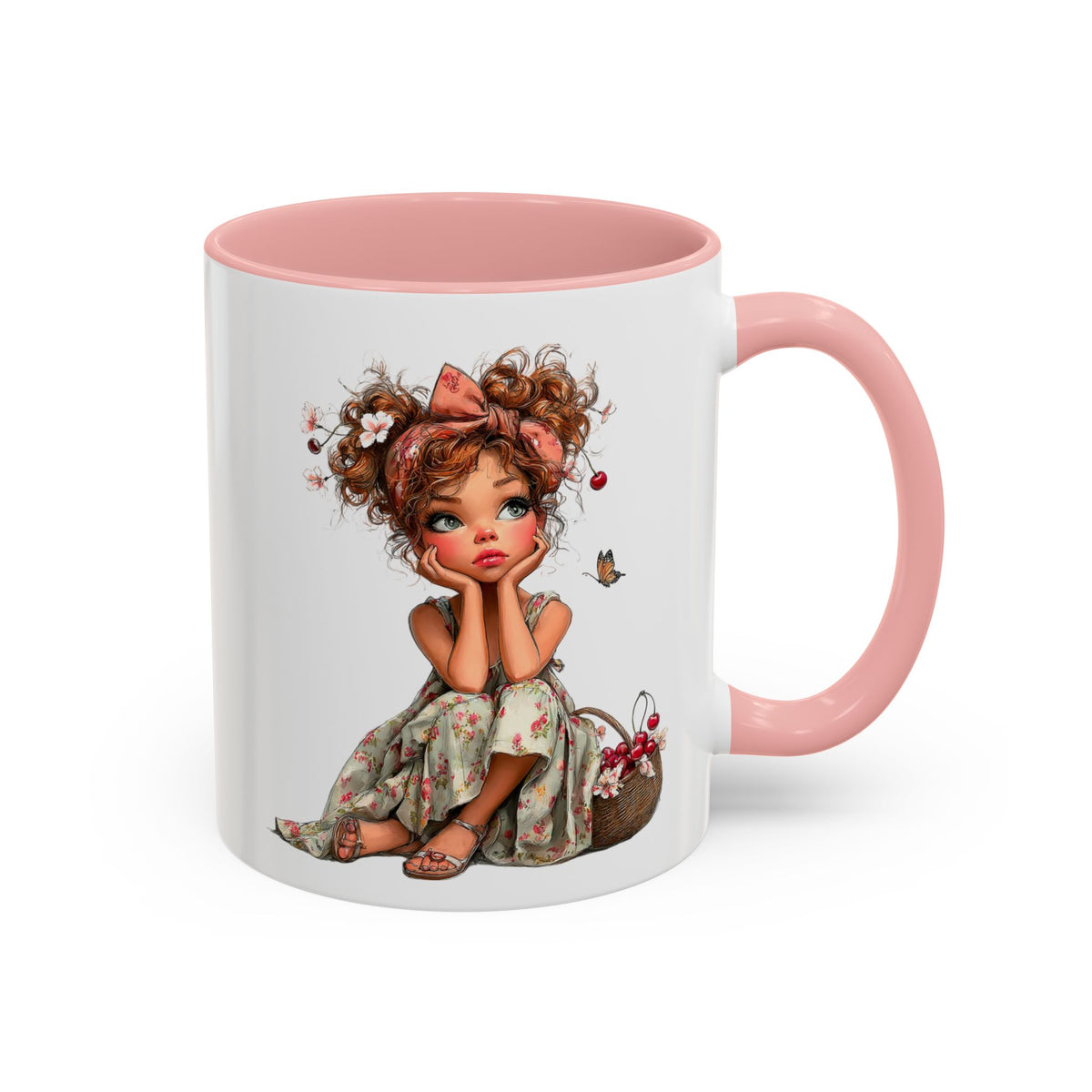 Cute Girl Floral Child Art Accent Mug