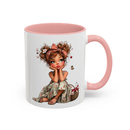 Cute Girl Floral Child Art Accent Mug