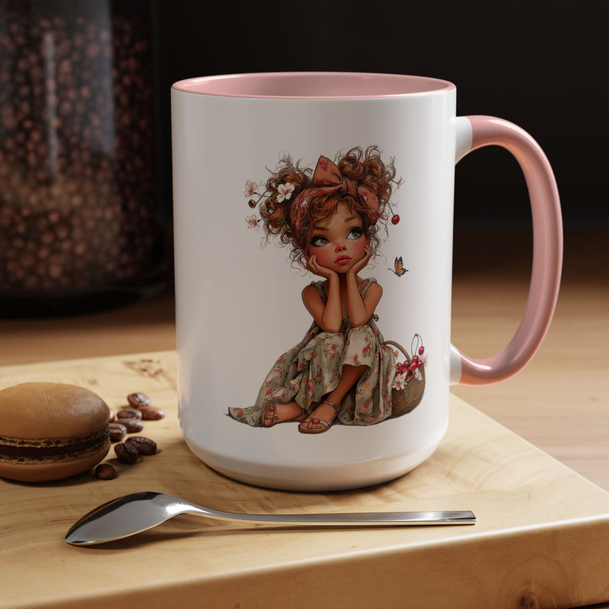 Cute Girl Floral Child Art Accent Mug