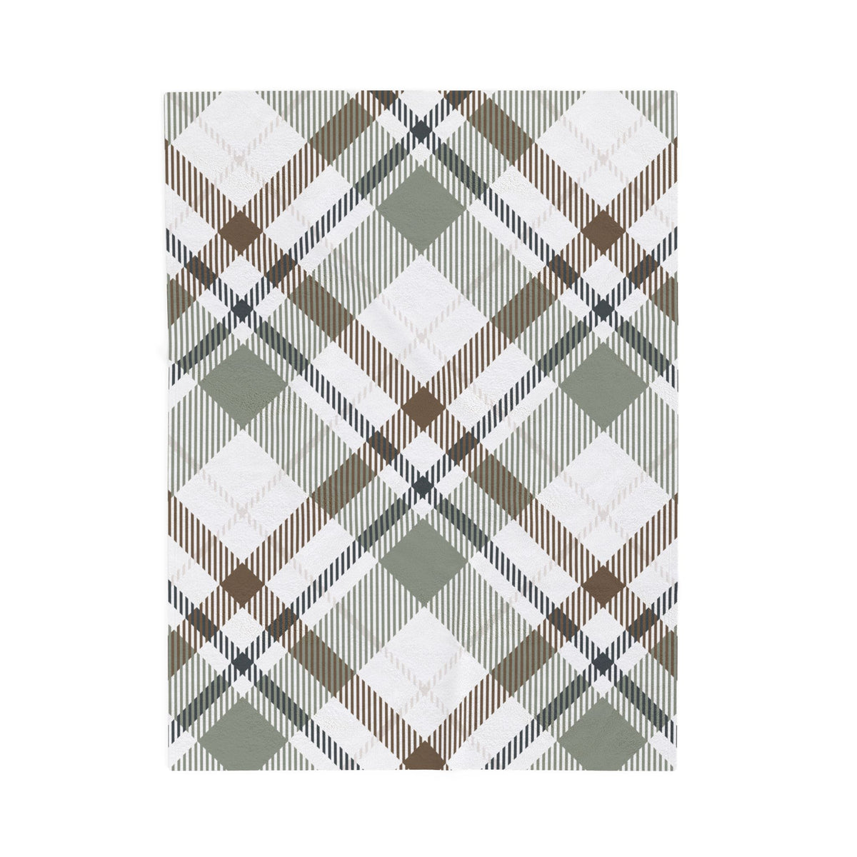 Cozy Green & Brown Plaid Velveteen Throw Blanket