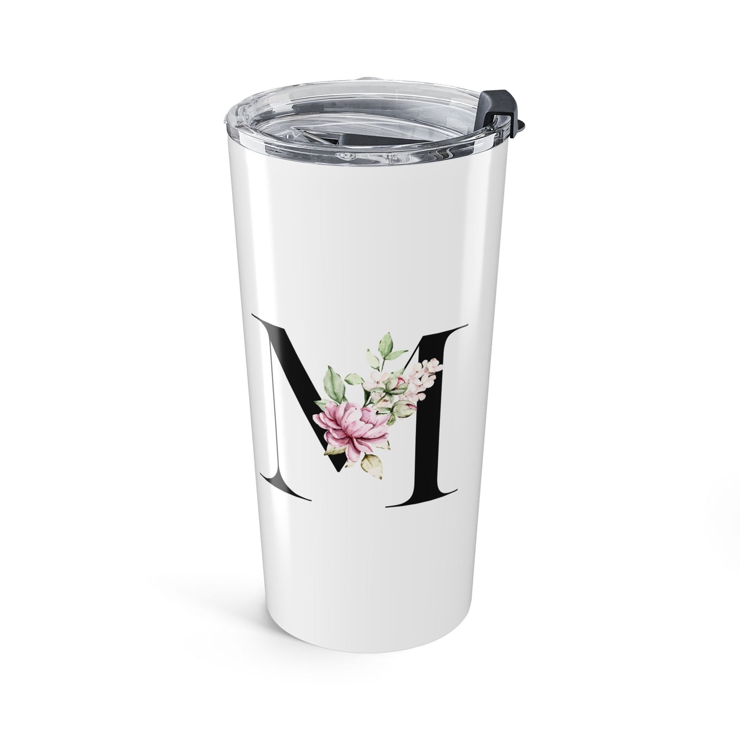 Elegant Letter "M" Floral Monogram Tumbler 20oz