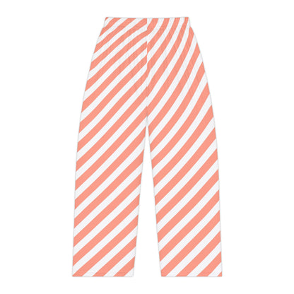 Coral Diagonal Stripe Pajama Pants