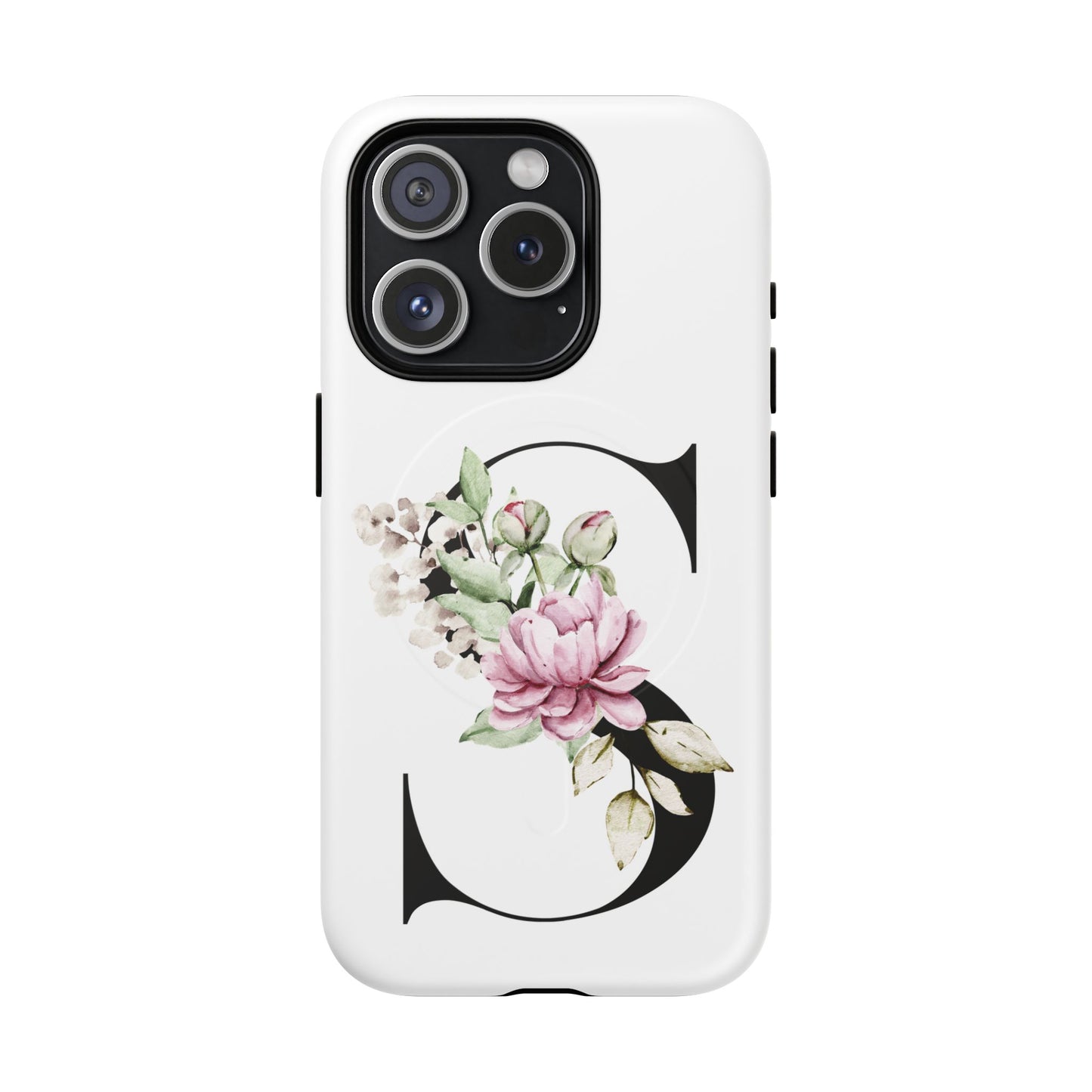 Floral Monogram 'S' Tough  Protective Magnetic Phone Case