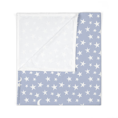 Soft Blue Stars & Moon Baby Swaddle Blanket