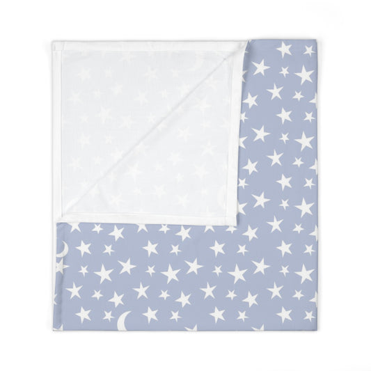 Soft Blue Stars & Moon Baby Swaddle Blanket