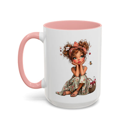Cute Girl Floral Child Art Accent Mug