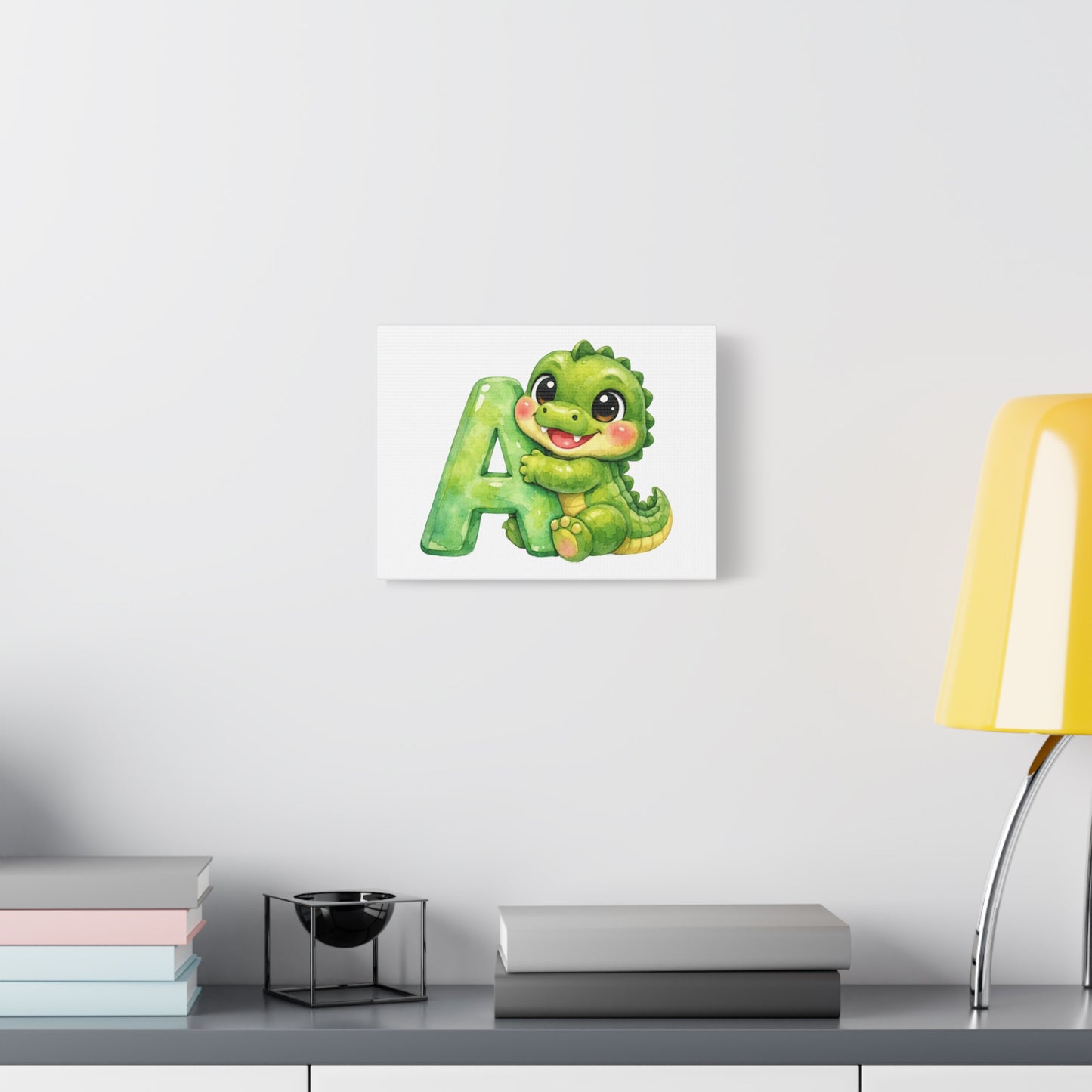 Cute Baby Alligator A-Z Alphabet Wall Art Canvas 12x9