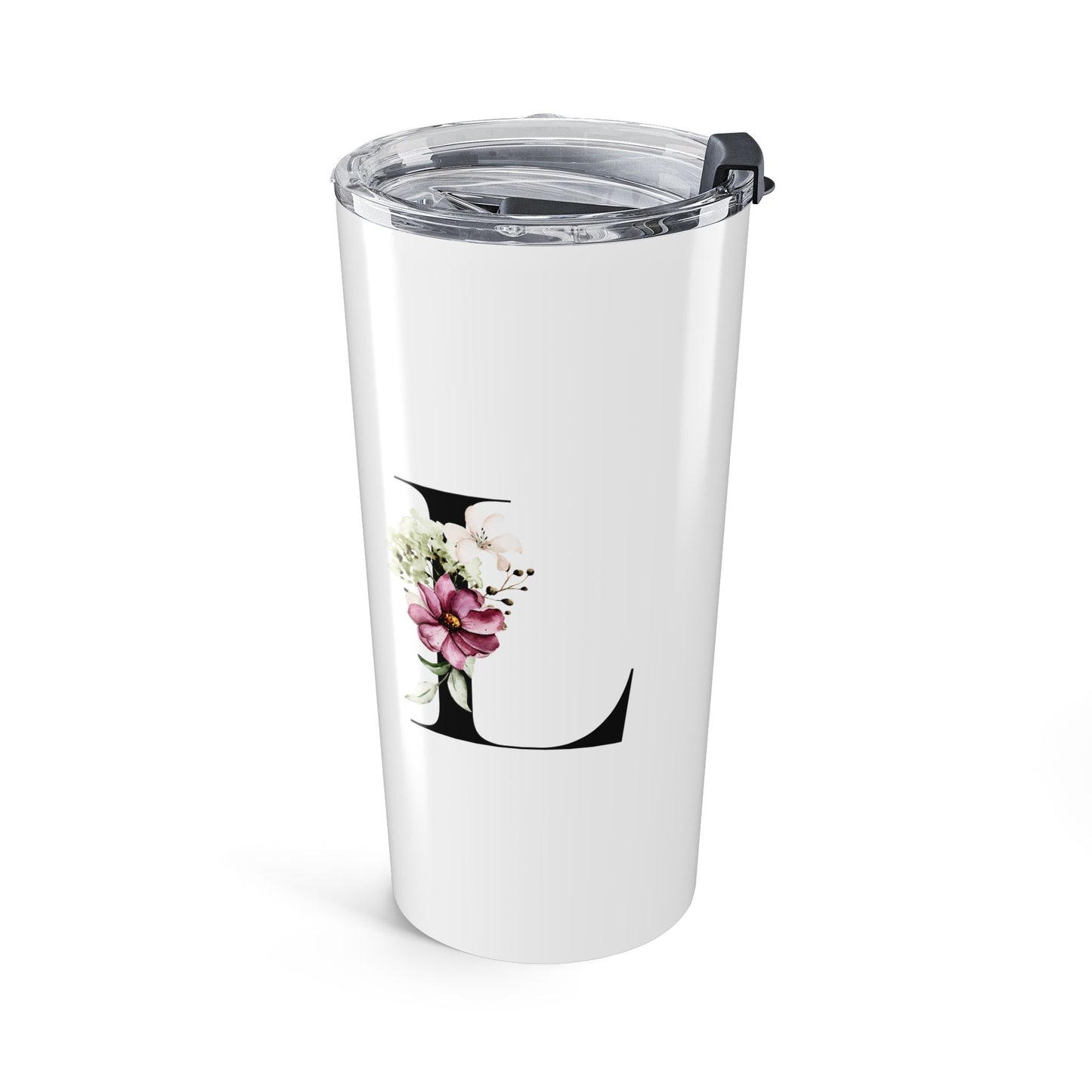 Elegant Letter "L" Floral Monogram Tumbler 20oz