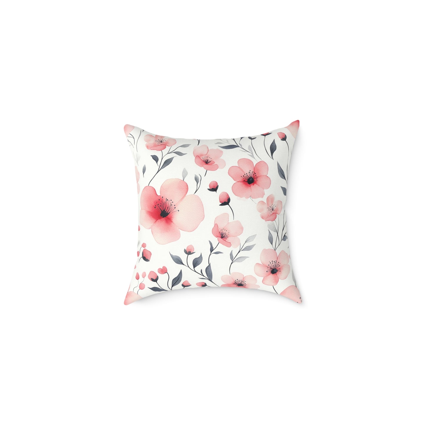Floral Blossom Square Watercolor Throw Pillow