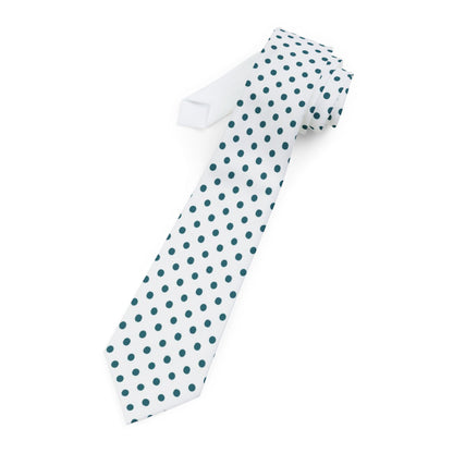 Slim White with Teal Polka Dot Necktie